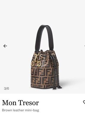 Fendi Mon Tresor Mini Bucket Bag in Brown and Black with Gold Hardware